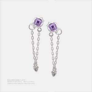 サファイア漫探り オリジナルデザイン  シルバー色・銀製・中サイズイヤリング