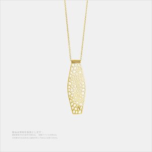 影の彫り 隙間の光 オリジナルデザイン  ゴールド色・金メッキ・長サイズネックレス
