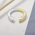 日・月・星々 オリジナルデザイン	シルバーゴールド色・金メッキ・サイズ 6 の指輪 - 画像 (3)