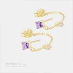 サファイア漫探り オリジナルデザイン	ゴールド色・金メッキ・中サイズイヤリング - 画像 (3)