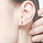 サファイア漫探り オリジナルデザイン	ゴールド色・金メッキ・中サイズイヤリング - 画像 (4)