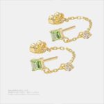 エメラルド漫探り オリジナルデザイン	ゴールド色・金メッキ・中サイズイヤリング - 画像 (3)