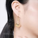 蝶の翼 彫り羽 オリジナルデザイン	ゴールド色・金メッキ・長サイズイヤリング - 画像 (3)
