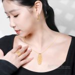 影の彫り 隙間の光 オリジナルデザイン	ゴールド色・金メッキ・長サイズネックレス - 画像 (4)