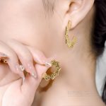 星の輝き 幻影 オリジナルデザイン	ゴールド色・金メッキ・中サイズイヤリング - 画像 (4)